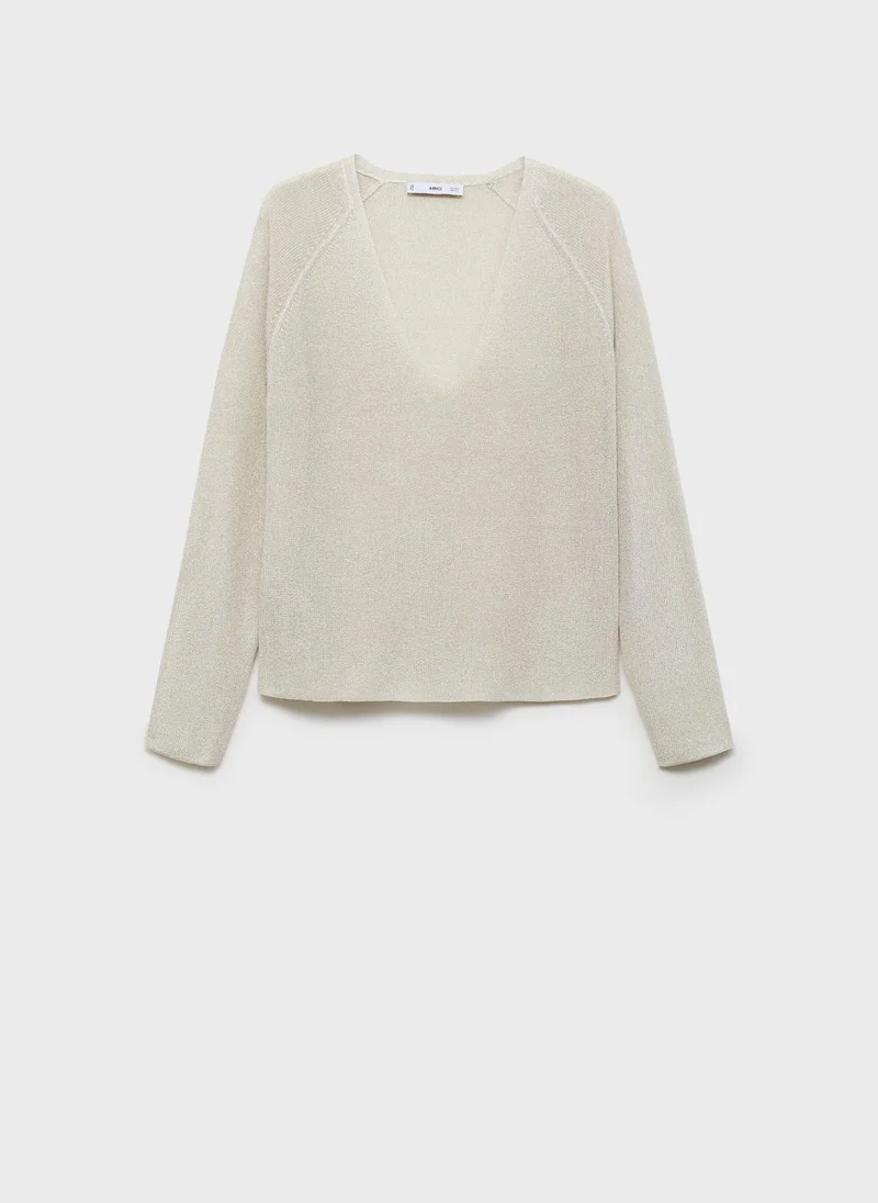 مانجو V-Neck Lurex Sweater
