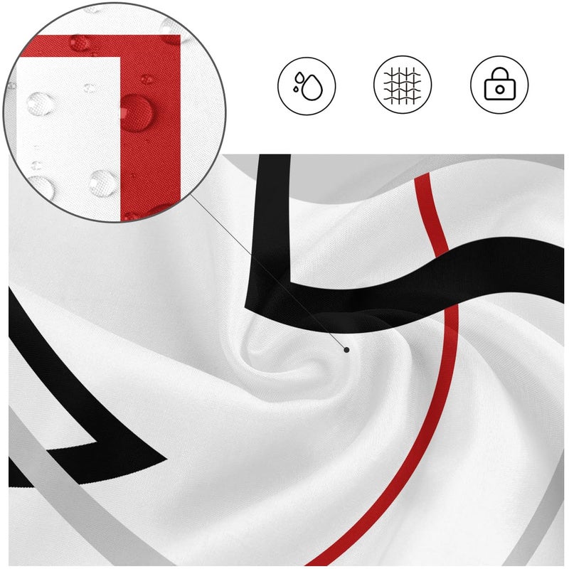 Kikiry Red Black Shower Curtain 60''W x 72''L Abstract White Grey Gray Geometric Cross Checkered Modern Geometry Minimalist Neutral Design Polyester Waterproof 12 Pack Plastic Hooks - Image 2