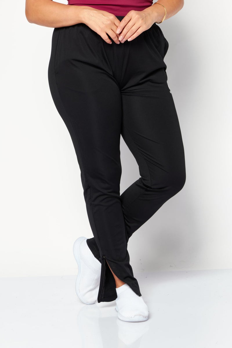 CASTORE Women Slim Fit Drawstring Brand Logo Bootcut Pants, Black - Image 1