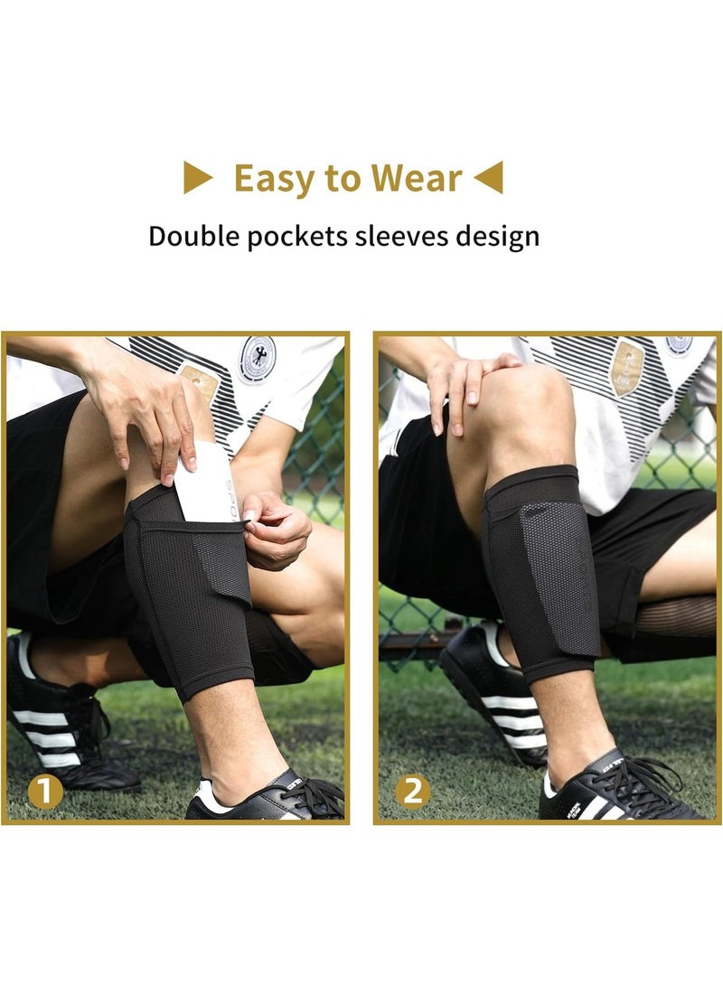 COYO Kids Youth Soccer Shin Guards, Shin Pads and Shin Guard Sleeves for 3-15 Years Old Boys and Girls for Football Games, Cushion Protection Reduce Shocks and Injuries - Image 2