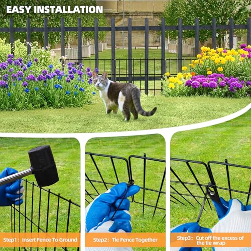 KYATE Garden Fence Animal Barrier, 14 Panels No Dig Fence 20ft(L) x13in(H), Rustproof Metal Defense Border, Dogs Rabbits Blocker Fence for Outdoor Yard & Patio - Image 4