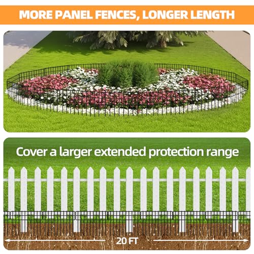 KYATE Garden Fence Animal Barrier, 14 Panels No Dig Fence 20ft(L) x13in(H), Rustproof Metal Defense Border, Dogs Rabbits Blocker Fence for Outdoor Yard & Patio - Image 3