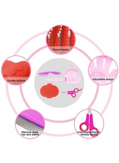 Patelai Patelai Bunny Grooming Kit with 4 Pieces Pet Hair Remover, Pet Nail Clipper, Pet Comb, Pet Shampoo Bath Brush, Suitable for Rabbit, Hamster, Dogs, Kittens, Puppies, Birds (Pink, Red)  - Image 3
