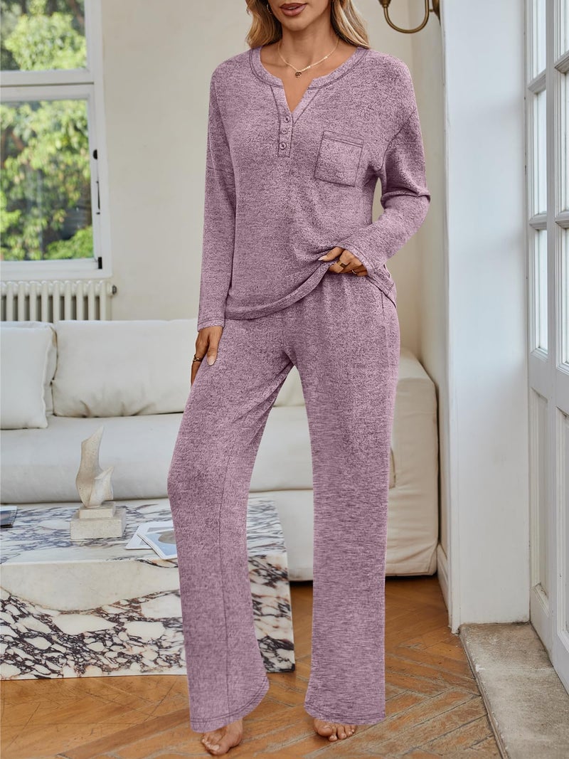 LILLUSORY Womens 2 Piece Lounge Sets Winter Outfits 2026 Sweatsuit Matching Pjs Airport Vacation Travel Fall Pajamas Fashion Purple S - Image 2