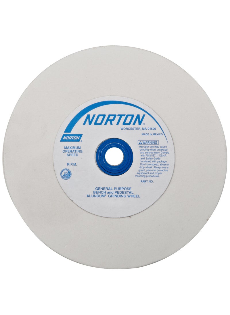 Norton Norton Grinding Wheel, Premium Bench and Pedestal Aluminum Oxide Bench Grinder Wheel, Fine Grit 6 Inch Grinding Wheel, Pack of 1  - Image 1