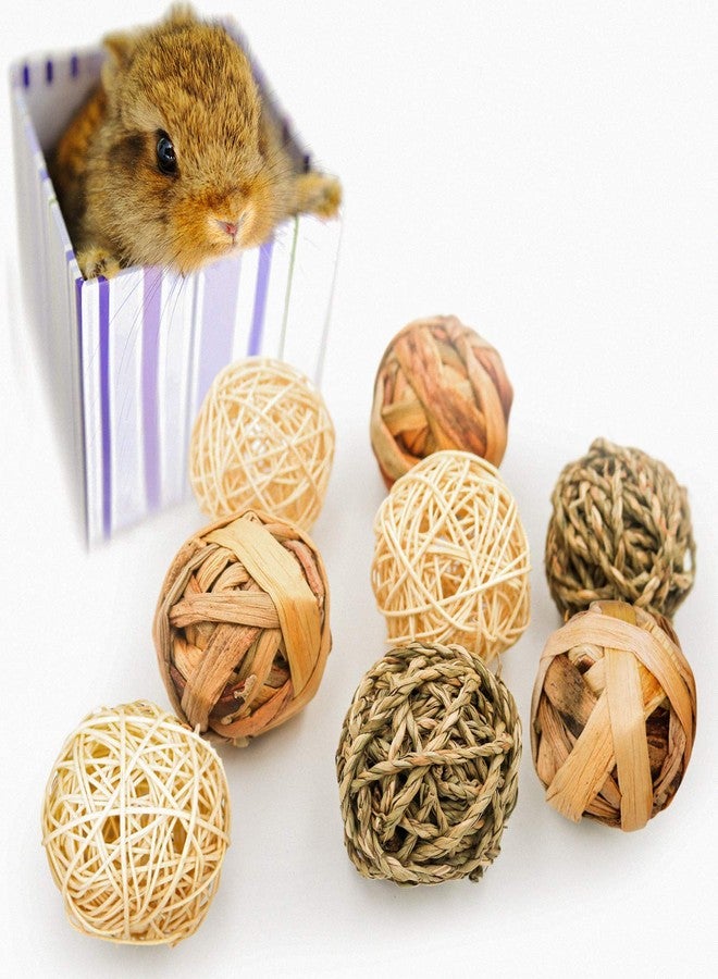 Bac-kitchen 9 Pcs Small Animals Play Balls Rolling Activity Chew Toys Gnawing Treats for Rabbits Guinea Pigs Chinchilla Bunny Natural Balls, Pet Cage Entertainment Accessories (9 Pcs) - Image 3