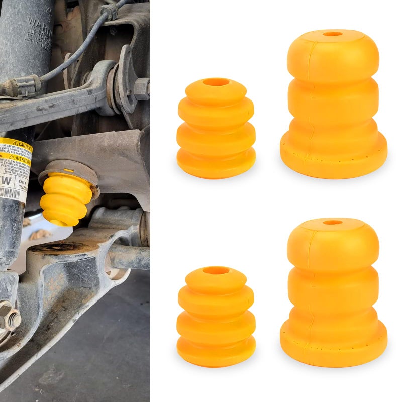 Generic Crynod Pack-4 Car Front Lower Suspension Bump Rubber Pads, Original OE Replacement 15153958 15039397, Control Arm Bumper Shock Absorbing Blocks, Compatible with Cadillac Chevrolet GMC (Yellow)  - Image 1