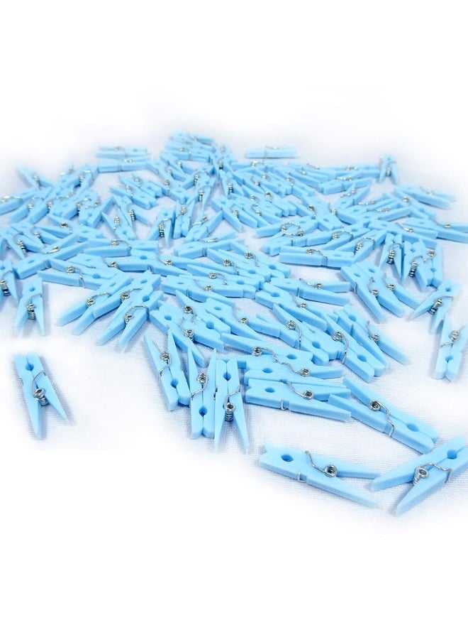 Anapoliz - Mini Blue Clothespins | 100 Pack 1.25â€ Inch Clothes Pins Plastic Baby Shower Favors | Party Game Scatter Decorations | DIY Baby Boy Gender Reveal Parties | by Anapoliz - Image 1