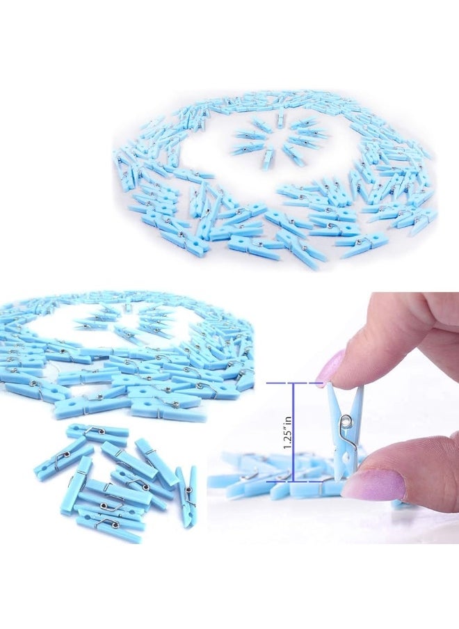 Anapoliz - Mini Blue Clothespins | 100 Pack 1.25â€ Inch Clothes Pins Plastic Baby Shower Favors | Party Game Scatter Decorations | DIY Baby Boy Gender Reveal Parties | by Anapoliz - Image 1