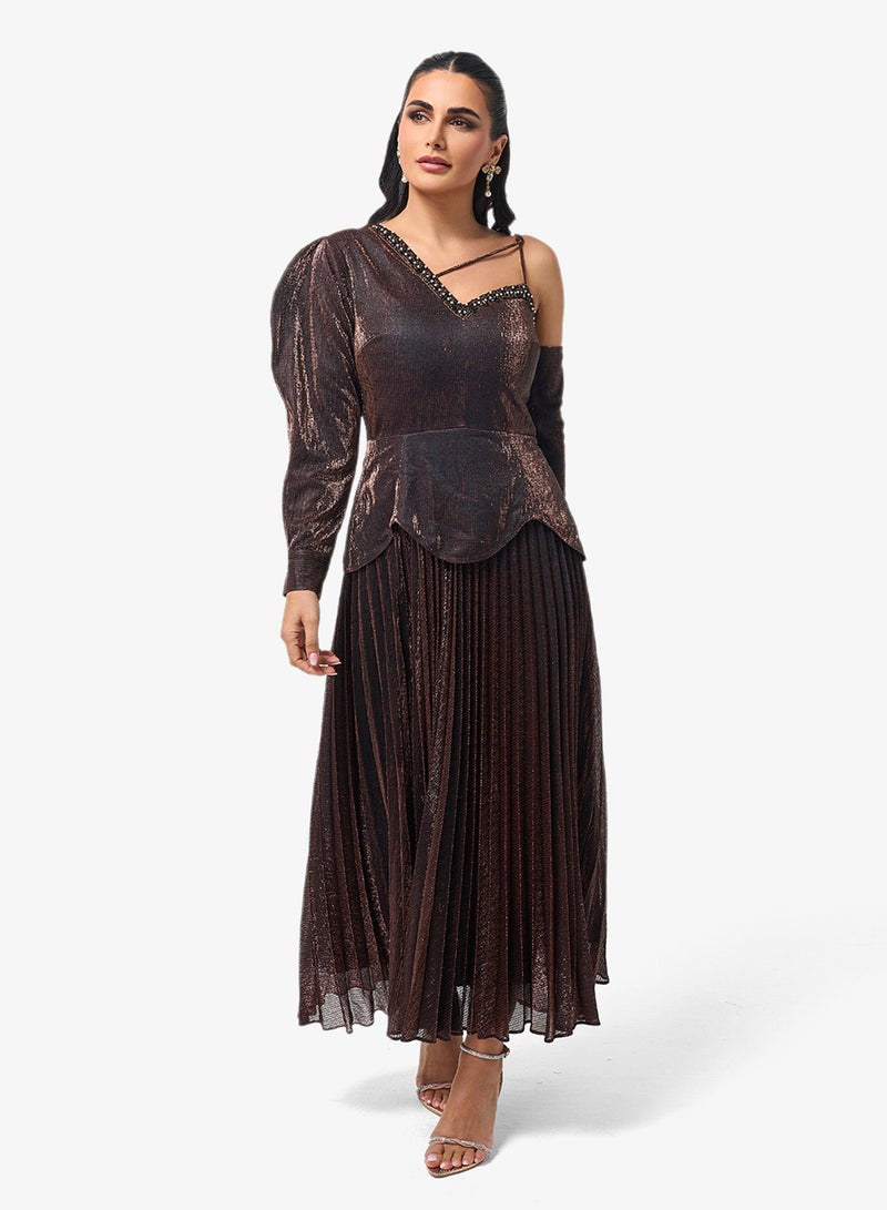 ثريدز باي اجوني فستان ماكسي بكتف واحد وترتر - Image 4