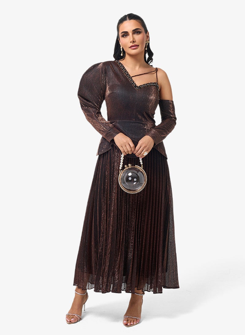 ثريدز باي اجوني فستان ماكسي بكتف واحد وترتر - Image 1