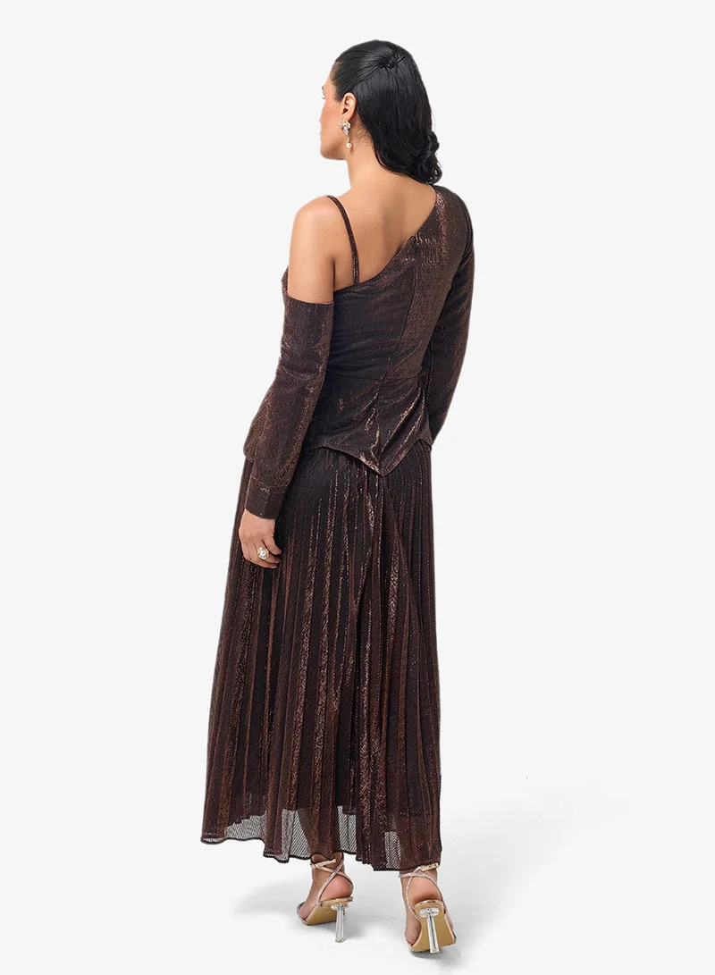 Threadz By Ajooni  One Shoulder Sequin Maxi Dress for Women | Best Price UAE