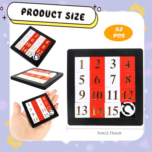 Norcoin 32 Pcs 15 Number Puzzles 28 Inch Number Sliding Puzzle Pocket Size Slide Puzzle Brain Teaser Puzzles for Kids Teens Adults School Rewards Party Favors Gift Bag Fillers - Image 5