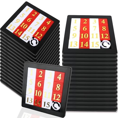 Norcoin 32 Pcs 15 Number Puzzles 28 Inch Number Sliding Puzzle Pocket Size Slide Puzzle Brain Teaser Puzzles for Kids Teens Adults School Rewards Party Favors Gift Bag Fillers - Image 1