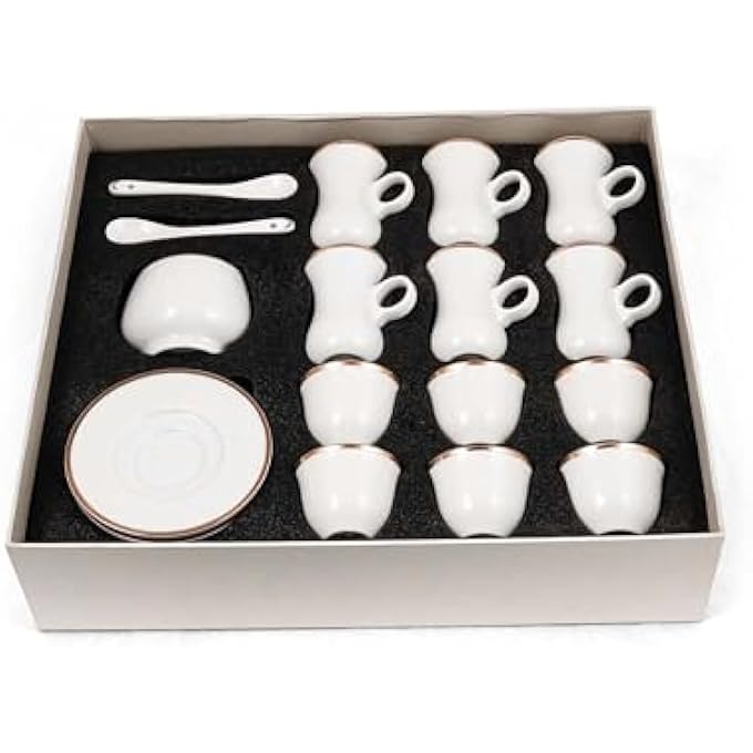 rayihni Golden Leaves Design Porcelain Tea And Coffee Serving Set 27Pieces Ivory - Image 3