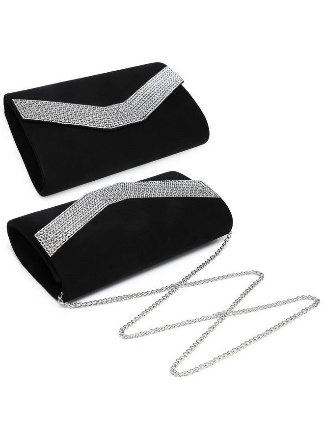 DASEIN Women'S Evening Bags Formal Party Clutches Wedding Purses Cocktail Prom Handbags (1Rhinestone Black) - Image 3