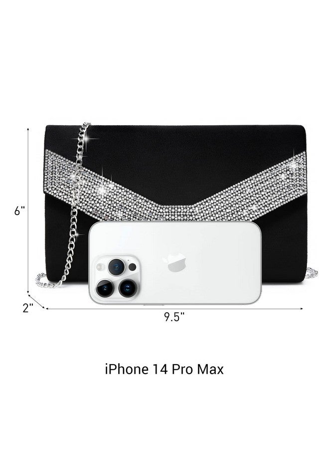 DASEIN Women'S Evening Bags Formal Party Clutches Wedding Purses Cocktail Prom Handbags (1Rhinestone Black) - Image 5
