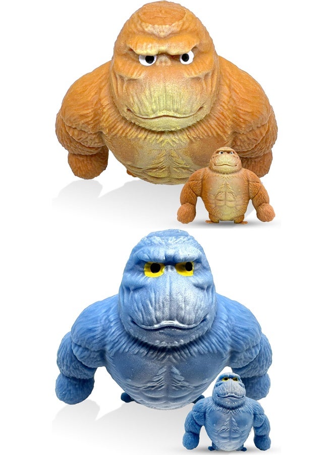 قطعتان من لعبة القرد المطاطية الرمادية المضحكة، لعبة قرد الضغط والتمدد، لعبة قرد الضغط - Image 1