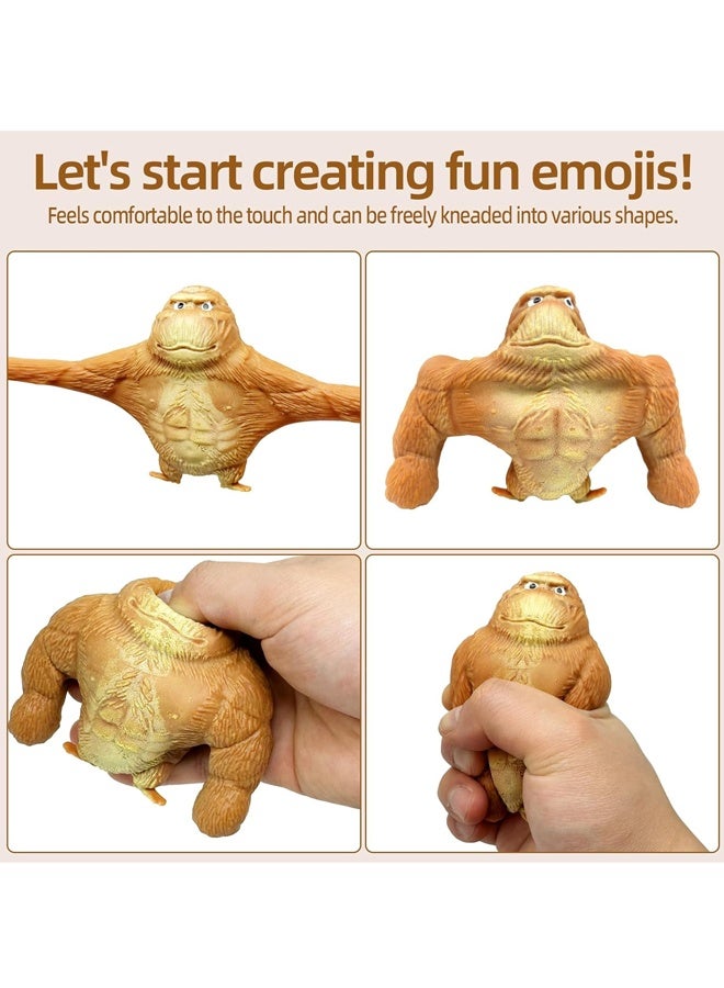 قطعتان من لعبة القرد المطاطية الرمادية المضحكة، لعبة قرد الضغط والتمدد، لعبة قرد الضغط - Image 4