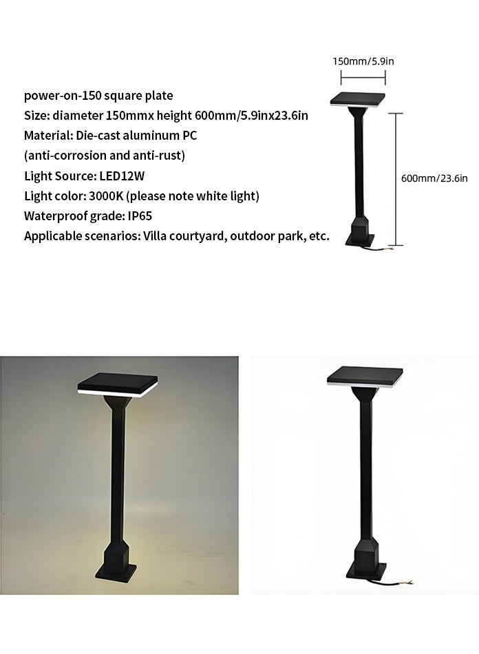 Vmax Modern LED Garden Light Outdoor Lawn Lamp – Waterproof IP65, Pathway Light, 12W, Warm White (Square- 60 cm) - Image 3