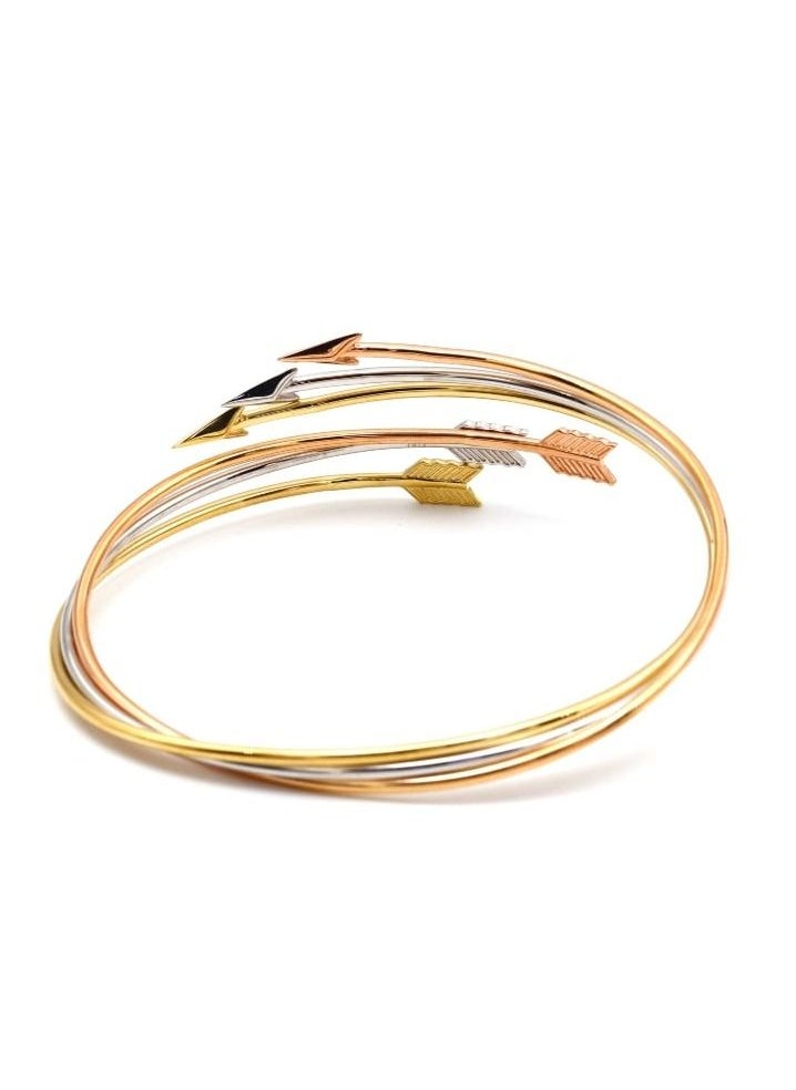 Gold Zone - Real Gold 3 Color Arrow Stretchable Bangle 55 MM - Image 1