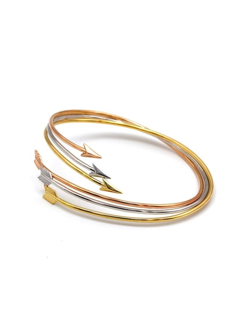 Gold Zone - Real Gold 3 Color Arrow Stretchable Bangle 55 MM - Image 1