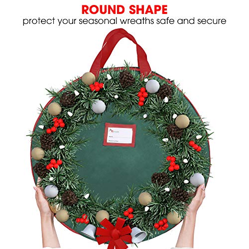 Primode Christmas Wreath Storage Bag 48" - Handles Made Of Durable 600D Oxford Polyester Material Storage Bag Extra Large 48” Holiday Wreaths Container (Green) - Image 4