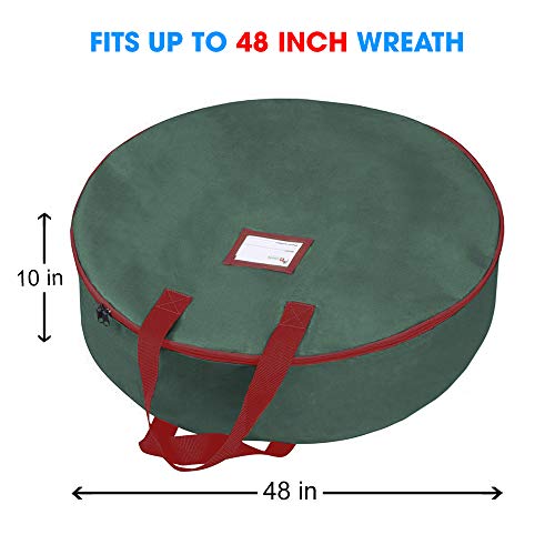 Primode Christmas Wreath Storage Bag 48" - Handles Made Of Durable 600D Oxford Polyester Material Storage Bag Extra Large 48” Holiday Wreaths Container (Green) - Image 2