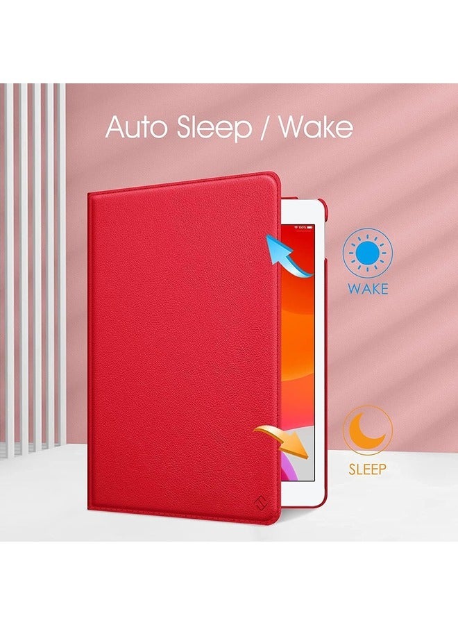 ELTRAZONE 360-Degree Rotating Case for iPad 9th Generation (2021), 8th Generation (2020), and 7th Generation (2019) - 10.2 Inch with Pencil Holder & Auto Wake/Sleep - Red - Image 2