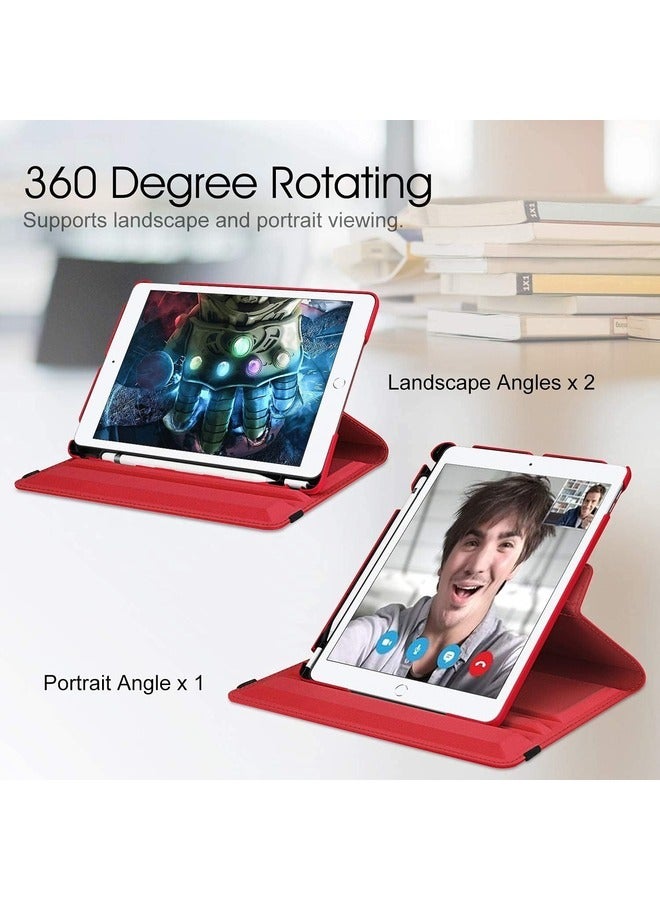 ELTRAZONE 360-Degree Rotating Case for iPad 9th Generation (2021), 8th Generation (2020), and 7th Generation (2019) - 10.2 Inch with Pencil Holder & Auto Wake/Sleep - Red - Image 3