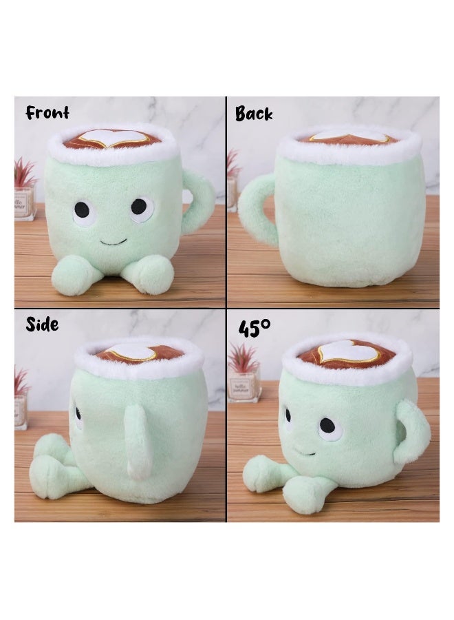 Coffee Mug Coffee Plush Toy, Cuddly Coffe Cup Doll, Stuffed Coffee Mug Plushie Pillow Doll, Amusing Plush Mug Gift for Every Age, Green  - Image 3