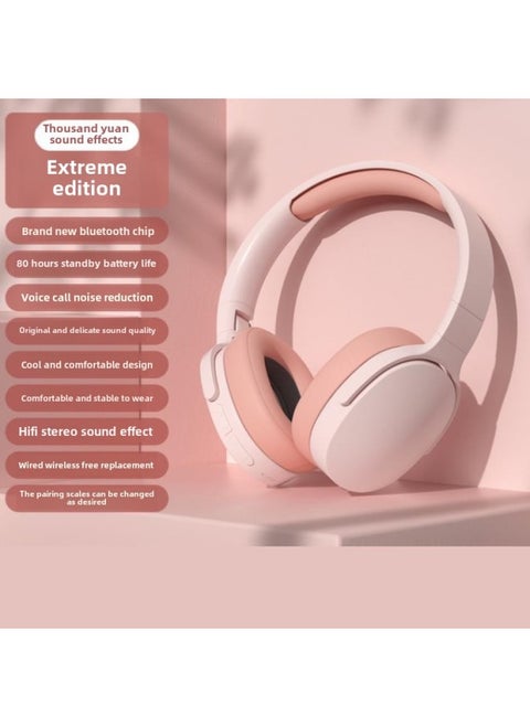 Bluetooth Headset Noise Reduction Wireless Game Sports Mobile Phone Computer Headset Official Product-Color:[pink] Version★Hifi Sound Quality 100 Yuan Level★No Lag In Gaming And E-sports