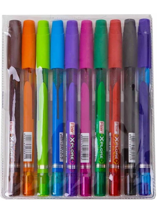 Flair Xplore 10pc Ball Pen 1.0mm - Assorted Colours - Image 2