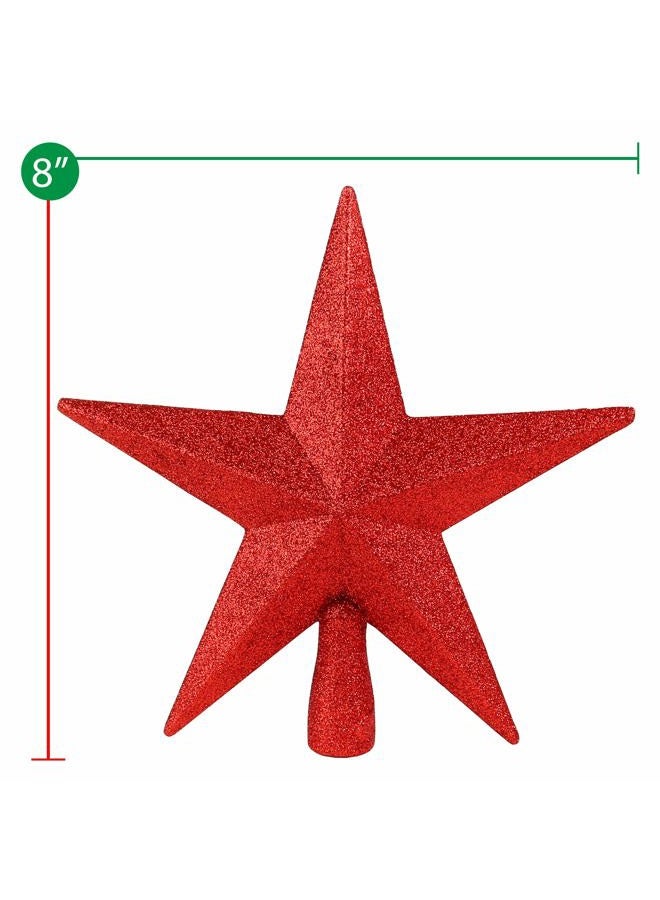 Ornativity Glitter Star Tree Topper - Christmas Red Decorative Holiday Trees Toppers Sparkle Bethlehem Star Decor Xmas Ornament 8" - Image 5