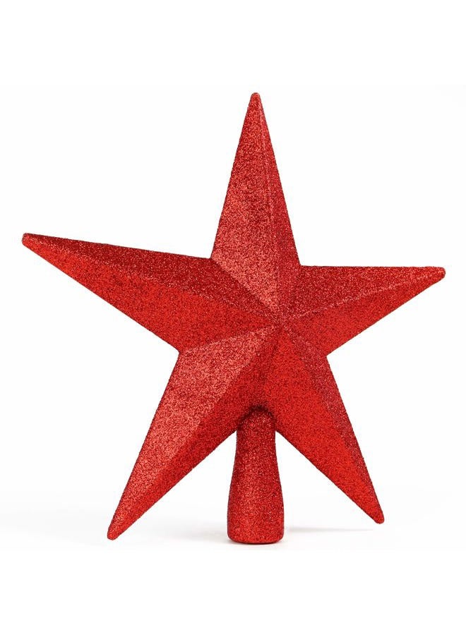 Ornativity Glitter Star Tree Topper - Christmas Red Decorative Holiday Trees Toppers Sparkle Bethlehem Star Decor Xmas Ornament 8" - Image 4
