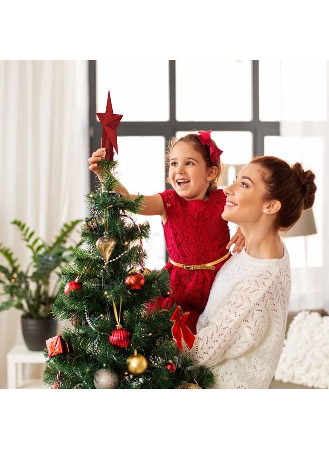 Ornativity Glitter Star Tree Topper - Christmas Red Decorative Holiday Trees Toppers Sparkle Bethlehem Star Decor Xmas Ornament 8" - Image 2