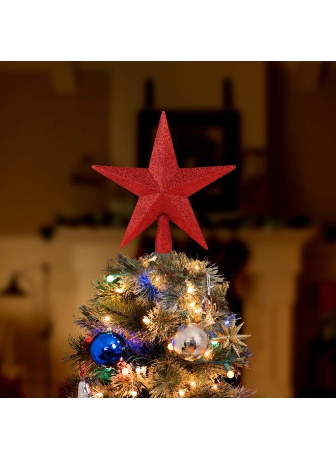 Ornativity Glitter Star Tree Topper - Christmas Red Decorative Holiday Trees Toppers Sparkle Bethlehem Star Decor Xmas Ornament 8" - Image 3
