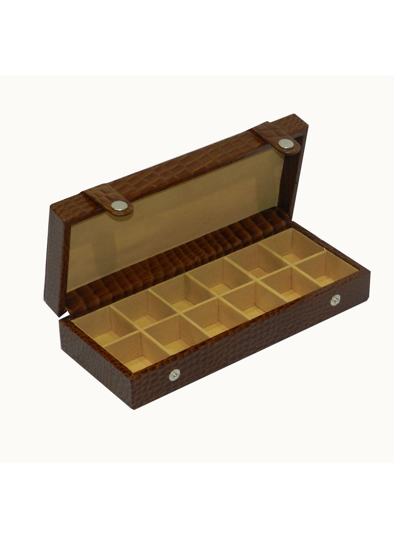 LAVERI LEATHER Laveri Cufflink Storage Display Box with Ring Holder Showcase for Store Display, Jewelry Show & Home ~ Jewelry Tray Organizer  - Image 4