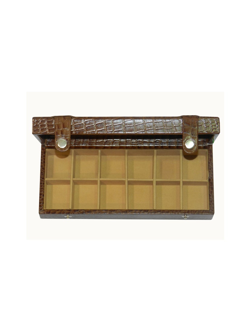 LAVERI LEATHER Laveri Cufflink Storage Display Box with Ring Holder Showcase for Store Display, Jewelry Show & Home ~ Jewelry Tray Organizer  - Image 3