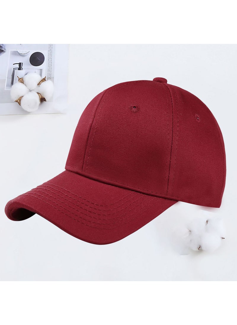 Generic Custom Logo Cotton Baseball Caps Summer Sun Protection Wine red 