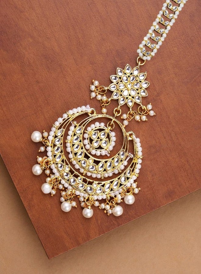 OOMPHelicious Jewellery Gold Tone Kundan Wedding Maangtikka For Women & Girls Stylish Latest - Image 4