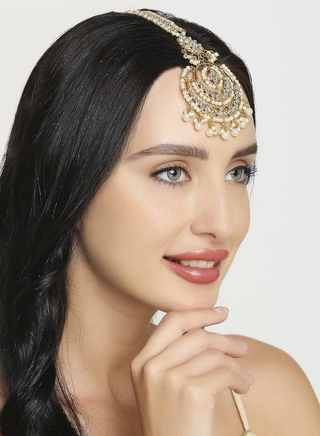 OOMPHelicious Jewellery Gold Tone Kundan Wedding Maangtikka For Women & Girls Stylish Latest - Image 5