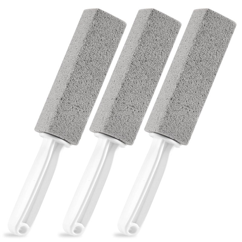 FALAMON 3 Pack Pumice Stone for Toilet Bowl Cleaning with Handle, Scouring Stick Remove Toilet Bowl Hard Water Rings, Calcium Buildup and Rust for Cleaning Toilet, Bathroom, Kitchen Sink, Grill (Gray) - Image 1