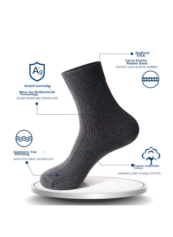 AUN Aun Men's Versatile Casual Socks, Silver Ion Antibacterial Deodorant Mid-calf Socks, 6 Black, One Size Fits All - Image 4