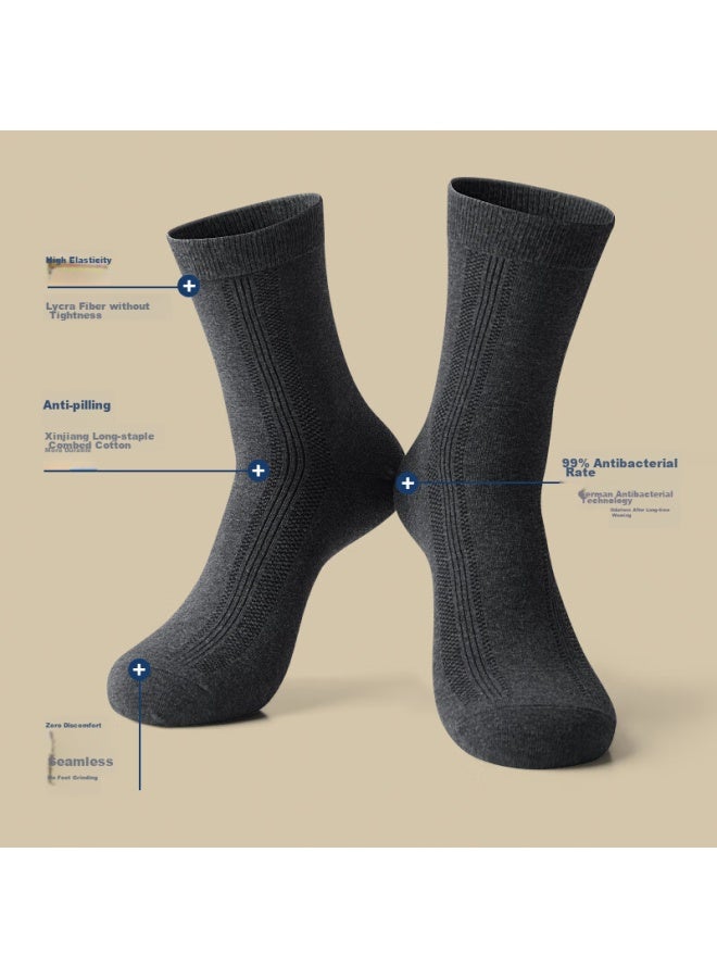 AUN Aun Men's Versatile Casual Socks, Silver Ion Antibacterial Deodorant Mid-calf Socks, 6 Black, One Size Fits All - Image 2