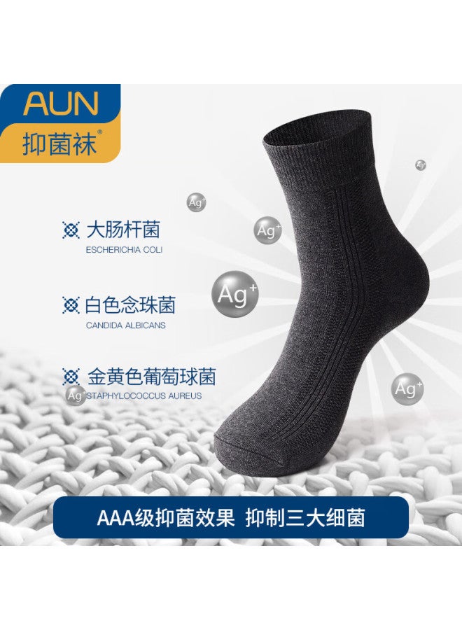 AUN Aun Men's Versatile Casual Socks, Silver Ion Antibacterial Deodorant Mid-calf Socks, 6 Black, One Size Fits All - Image 3