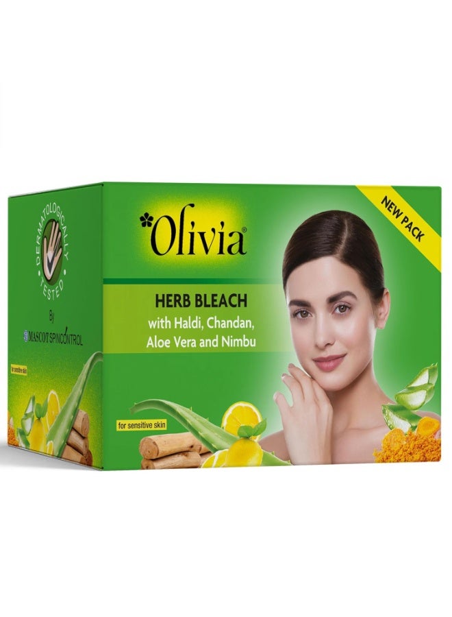 Olivia Herb Bleach For Sensitive Skin 60G Brighter ,Fair & Glowing Skin With Herbal Extract Haldi, Chandan, Aloe Vera And Nimbu - Image 1