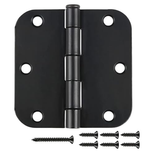 JIW 18 Pack Matte Black Door Hinges 3 1/2 Inch Interior Door Hinges 3.5 Inch Rounded 5/8” Radius Corners No-Squeak Sturdy Flat Iron Construction Standard Residential Hardware for Bedroom Home Indoor Doors - Image 1