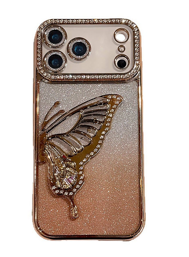 Glitter Case for iPhone 17 Pro Max，Shiny Full Camera Lens Protector，Sparkly Elegant Butterfly Holder，Luxury Diamond Edge， Premium Fashion Gradient Shockproof iPhone 17 Pro Max Cover﻿ for Women Girls Gift - Image 2