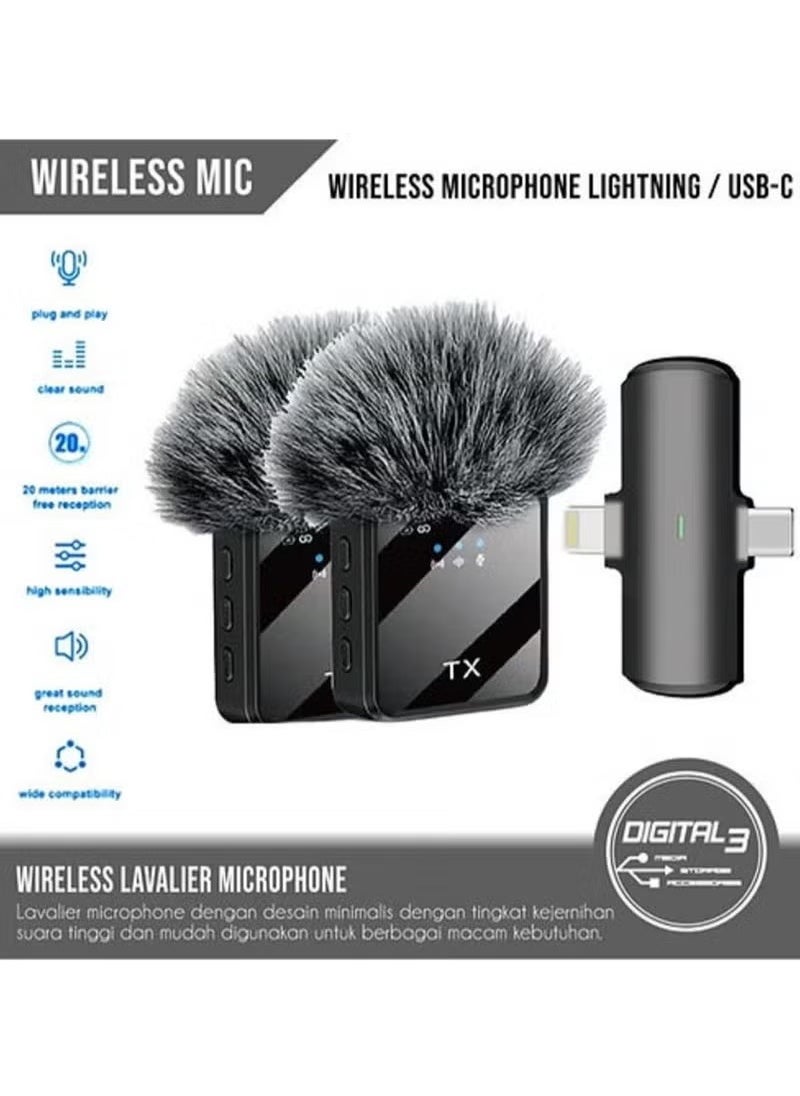 JAJEEK - F15-2 Wireless Collar Microphone for iPhone/Android/Type C – 99% Noise Cancellation, 48K High-Fidelity Recording, Low Latency, 5-6 Hour Battery Life, ENC Noise Reduction for Karaoke, Interviews, and Stage Performances - Image 1